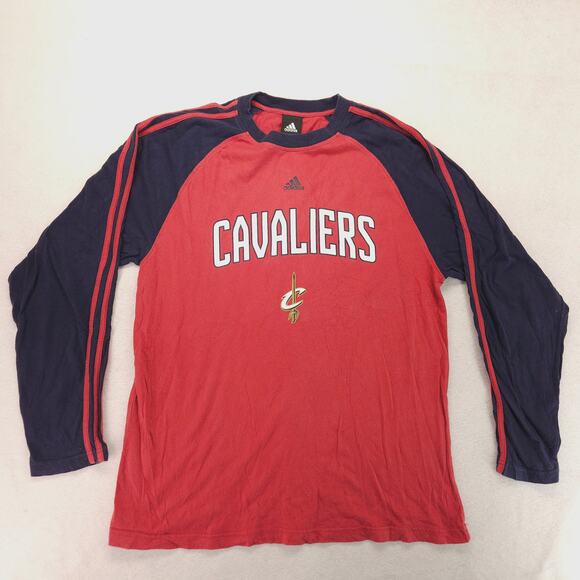 Adidas Cleveland Cavaliers Graphic Long Sleeve Basketball Shirt Mens Size L Red - Picture 2 of 9